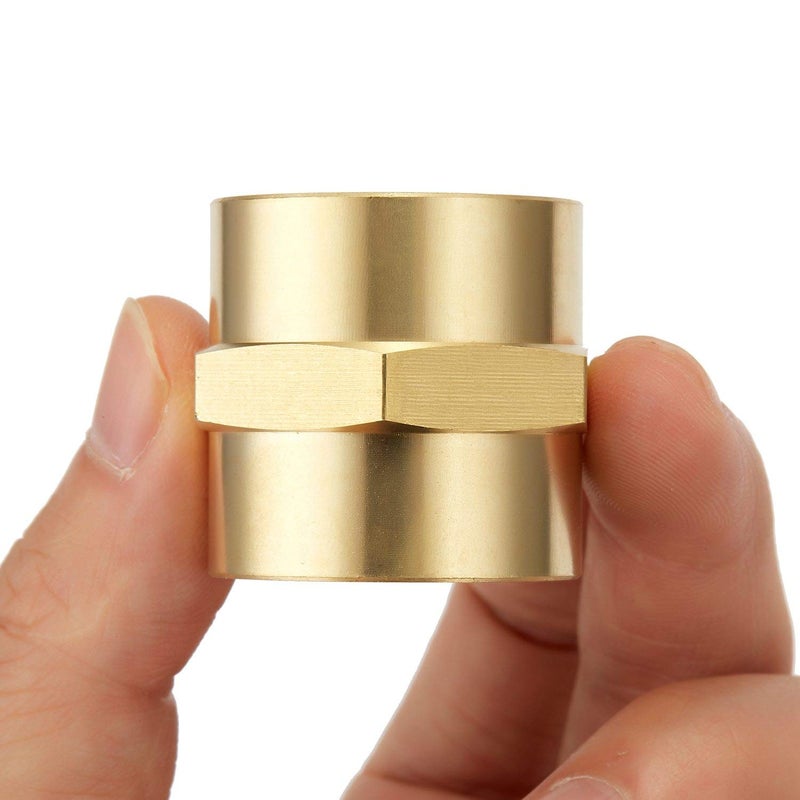 Litorange 2 Pack Metals Brass Pipe Fitting Connector Adapter Hex Coupling 3/4" NPT Female x 3/4 Inch NPT Female Air Hose Fittings - Image 1